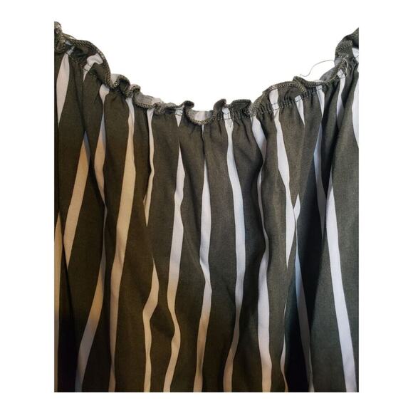 Francesca's Miami Womens Striped Off the Shoulder Crop Top Green Size Large NEW - Picture 7 of 12